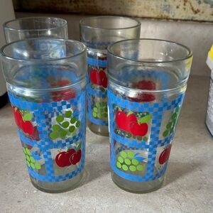 Anchor Hocking Glasses with Red and Green Fruit Design